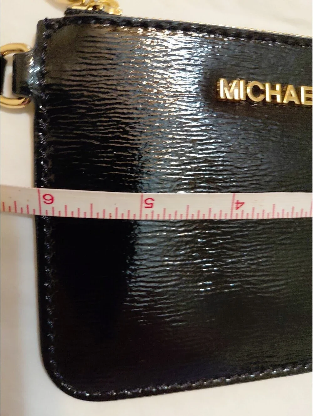 Michael Kors Black Textured Patent Leather Wristlet Wallet 4